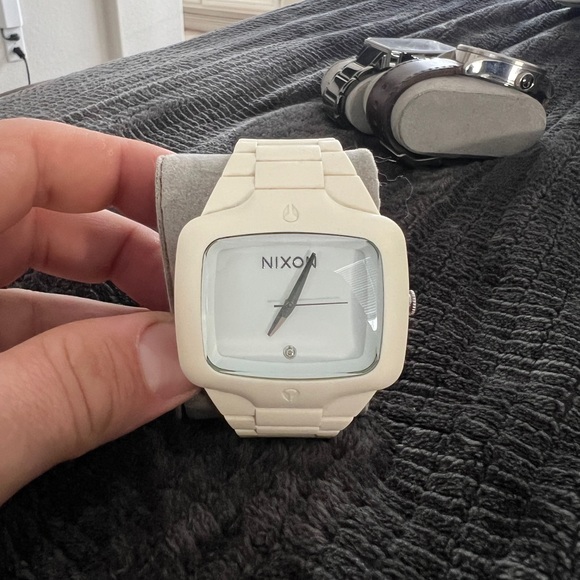 Nixon the rubber player Ivory Square Face Watch
